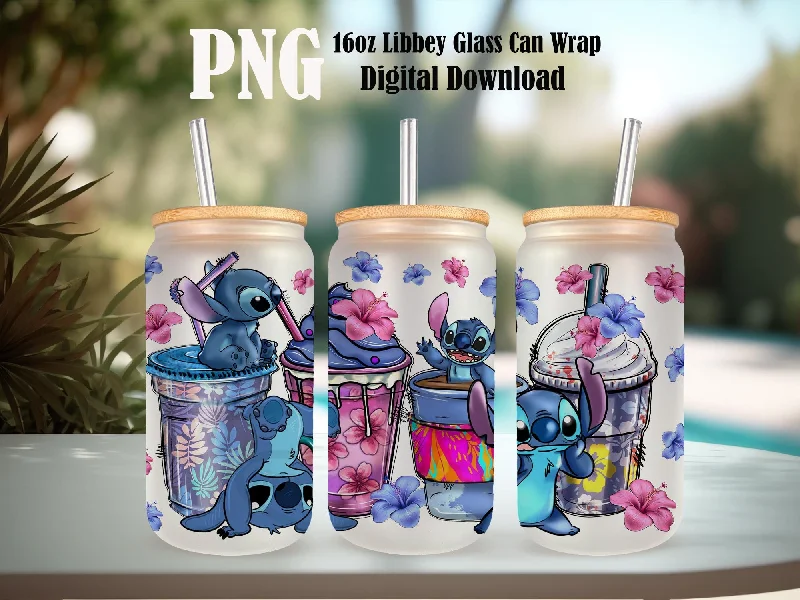 Modern Glassware Sale Spring 16 oz Libbey Glass Can PNG, Spring Stitch, Cartoon Coffee Png, Halloween Coffee, Christmas Coffee, Fall Coffee, Spooky Season Png