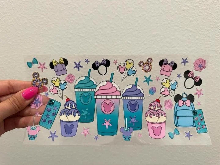 Vacuum-Insulated Bottles Disney Ice Cream Lounge Fly UV DTF Wrap Transfer 16oz | No Heat Needed | Waterproof | Permanent Adhesive