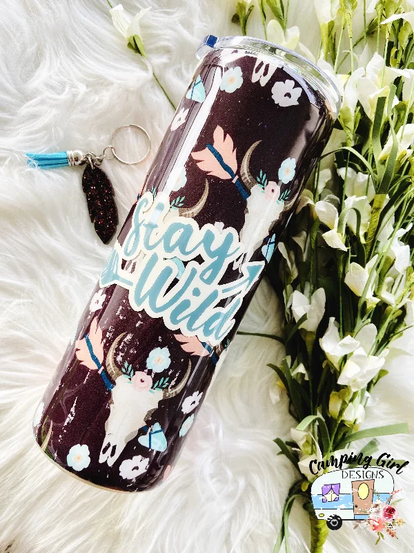 Sustainable Drinkware READY TO SHIP Stay Wild Boho 20 oz tumbler with matching keychain
