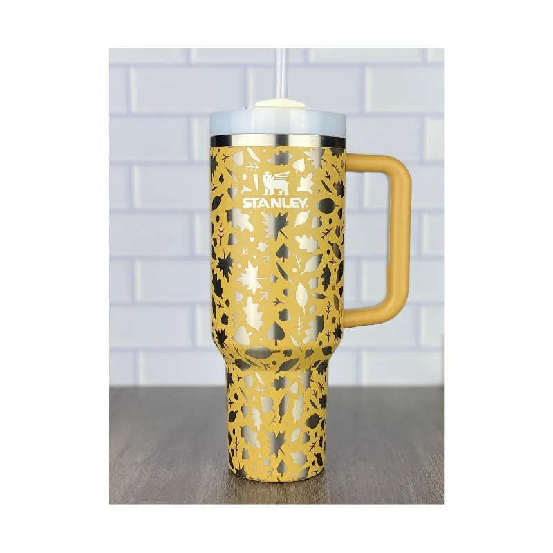Drinkware Closeout Deals 40oz Autumn Stanley Quencher Tumbler Fall 360 Wrap Design, Laser Engraved Gift for Her Stanley TikTok Cup
