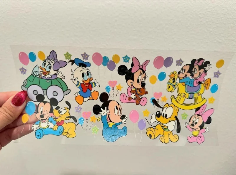 Travel Tumblers Sale Disney Character Toddlers UV DTF Wrap Transfer 16oz | No Heat Needed | Waterproof | Permanent Adhesive