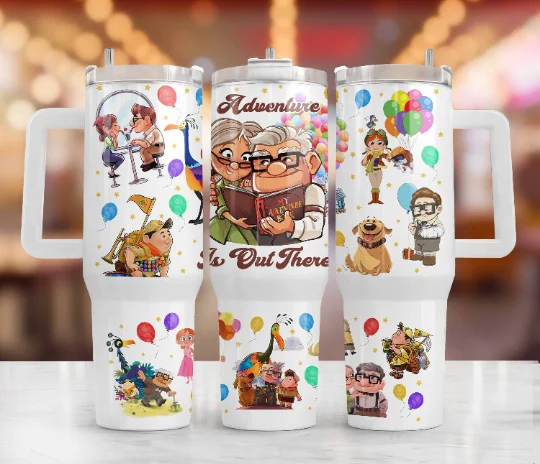 Environmentally Friendly Mugs Carl And Ellie Tumbler Png, 40oz Quencher Tumbler, valentine Tumbler Wrap, Cartoon Sublimation Design, Tumbler Wrap, Png Instant Download