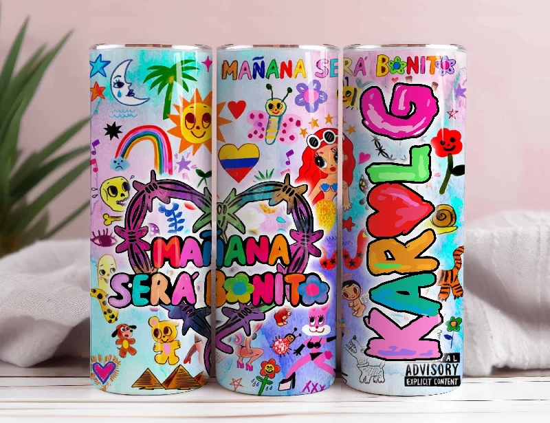 Discount Drinkware Karol New Album Cover Mañana Será Bonito 20oz PNG Sublimation Tumbler Wrap, Manana Sera Bonito Tumbler Wrap PNG, Karol G Tumbler Wrap