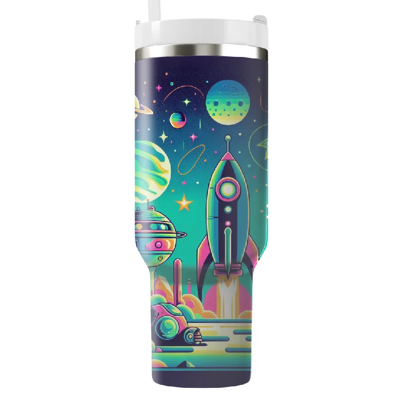 Environmentally Friendly Mugs Retro Sci Fi Adventures Tumbler With Handle