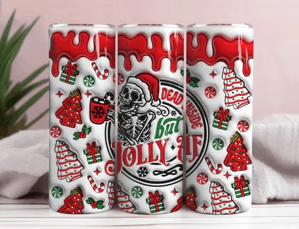 Trend Leading Collection Dead Inside but Jolly AF 3D Inflated 20oz Christmas Tumbler
