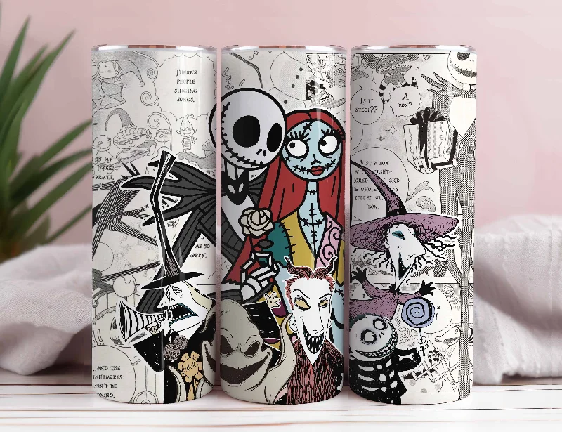 Premium Steel Tumblers Retro Jack Skellington Coffee Tumbler, Halloween Tumbler, 20oz Skinny Straight, Jack Tumbler Wrap, Cartoon Tumbler Wrap