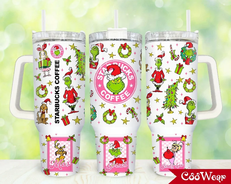 Holiday Drinkware Pink Christmas 40oz Tumbler Wrap Png, Merry Christmas 2 pieces 40 oz Tumbler Png, Cartoon Christmas Tumbler 40oz Png, Sublimation Designs 1