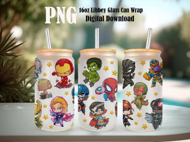 Travel Mugs Sale Avengers Tumbler, Comics Tumbler, 16oz Can Glass, Cartoon Comics tumbler,Hero Tumbler wrap Sublimation,Comics sublimation, Can Glass Wrap