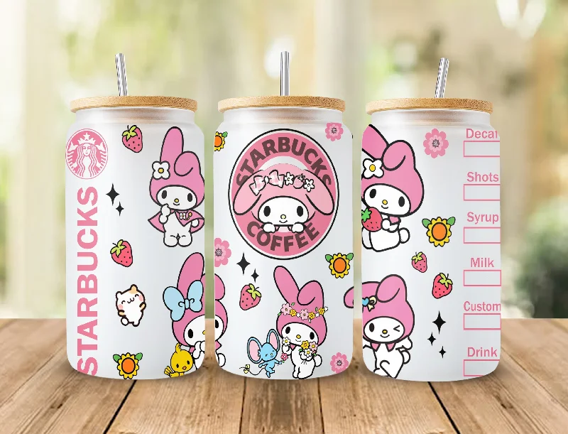 Drinkware Set Sale Bundle Kawaii Kitty Coffee Tumbler Wrap, Kitty Coffee, Kitty 16oz Can Glass Wrap, Kitty Tumbler Wrap, Pink Cat Tumbler, Instant Download 4