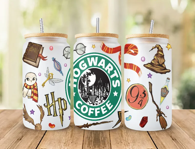 Travel Drinkware Offer Potterhead PNG, Libbey Glass PNG,  Can Glass Wrap PNG, 16oz Can Glass png, 16oz Coffee Glass png, Libbey png, Magic Can Glass Full Wrap png