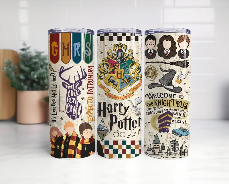Drinkware Offers Harry Potter 20oz Tumbler PNG, Hogwarts Alumni, Magic Wand Symbol, Wizardy Houses