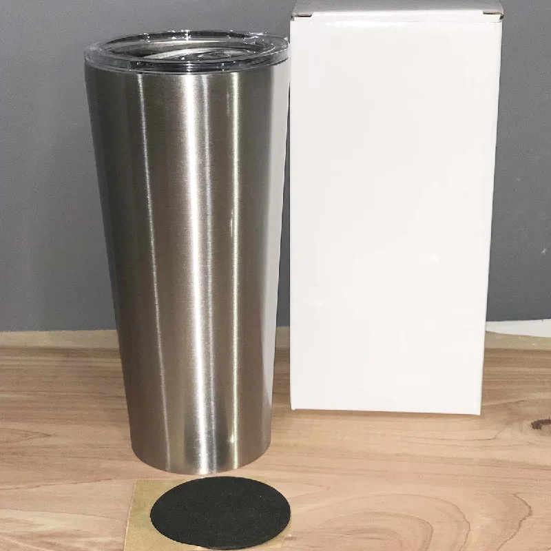 Holiday Drinkware Offers 24 oz Tapered Slim Stainless Steel Insulated Blank Tumblers with Leak Resistant Slide Lid