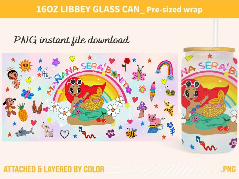 Premium Drinkware Sets Karol G manana sera bonito tumbler, Karol G PNG file, Karol G 16 oz glass can wrap, Manana Sera Bonito PNG, Karol g, mañana sera bonito