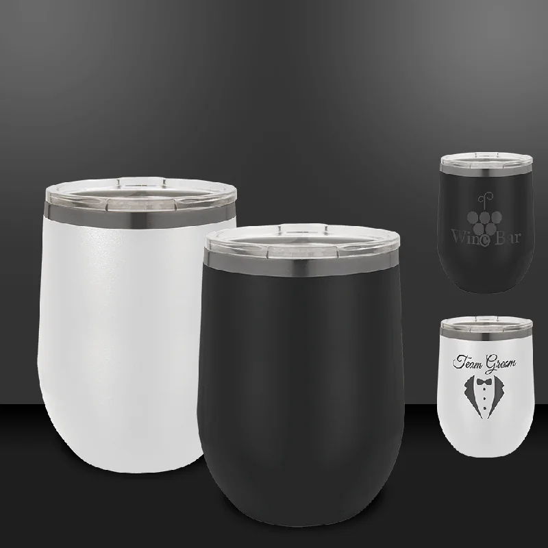 Insulated Drinkware Deals Black Ghost 12 oz Blank Stainless Steel Insulated Stemless Wine Tumbler with Lid
