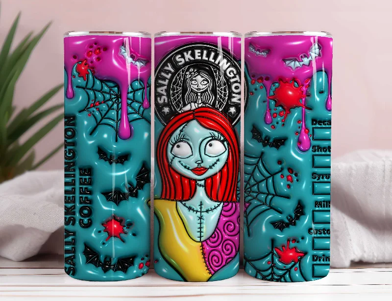 Insulated Drinkware 3D Inflated Halloween Tumbler, Cartoon Halloween Tumbler, Halloween Tumbler, 3D Tumbler Wrap, 20oz Skinny Tumbler, Spooky Season Tumbler Png