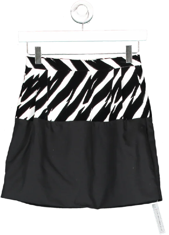 Seasonal Sale SKRT Black Zebra Panel Mini Skirt UK XS