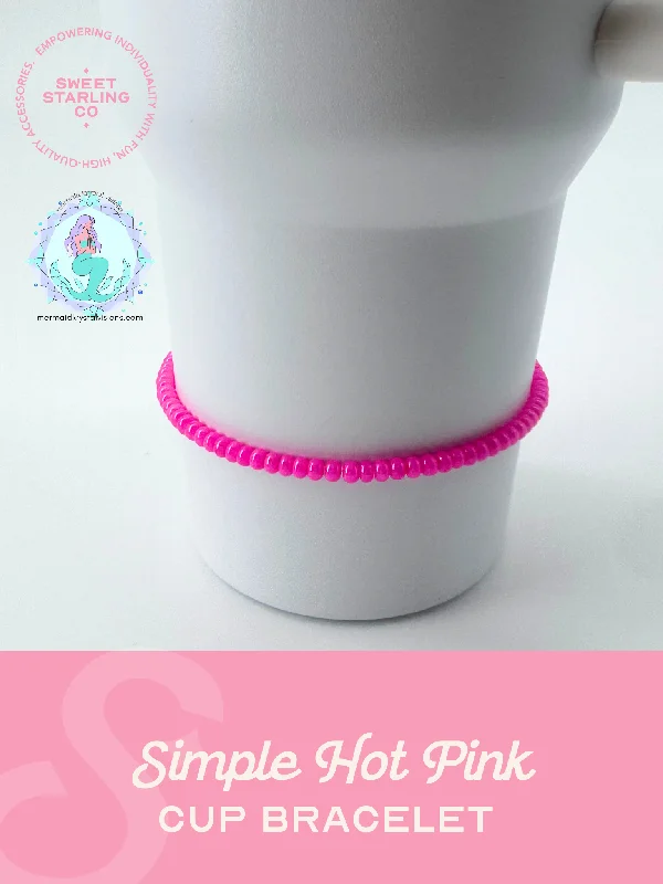Elegant Glass Cups Simple Hot Pink Cup Bracelet