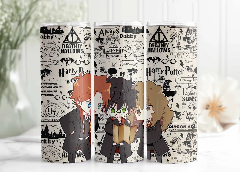 Festive Drinkware Deals Harry Potter 20oz Tumbler PNG, Hogwarts Alumni, Magic Wand Symbol, Wizardy Houses