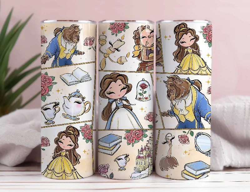Personalized Cups Discount Princess Tumbler Wrap, Belle Princess Tumbler, Princess Sublimation Print, 20oz Tumbler Wrap, Full Tumbler Wrap, Skinny tumbler, Png