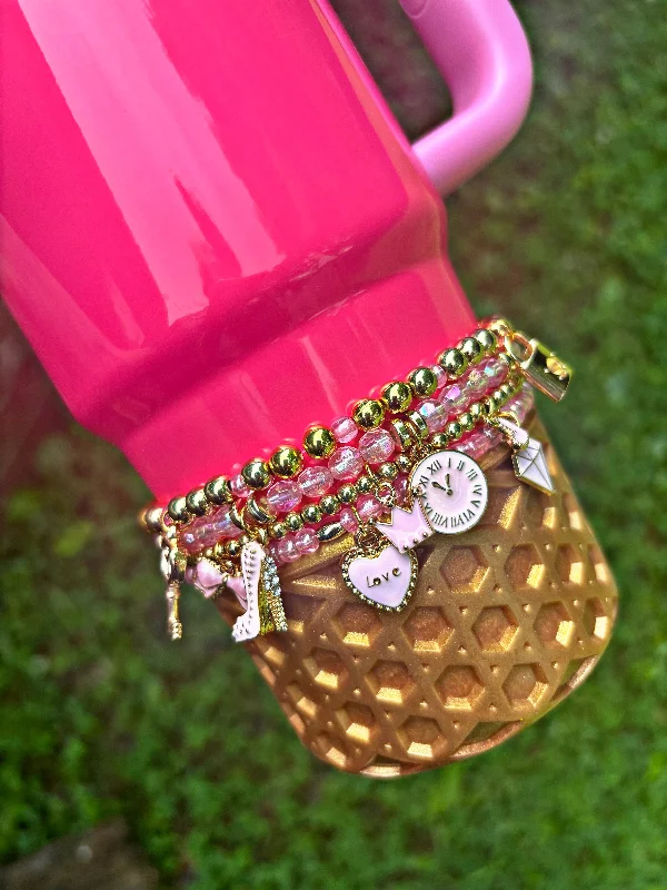Limited-Time Drinkware Discounts Designer Inspired Pink Lux Cup Bracelets