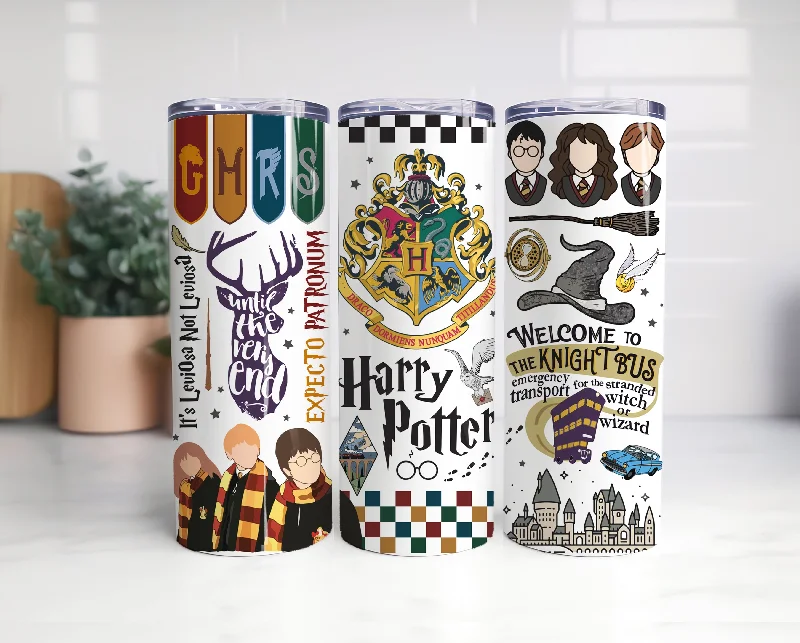 Glass Drinkware Harry Potter 20oz Tumbler PNG, Hogwarts Alumni, Magic Wand Symbol, Wizardy Houses
