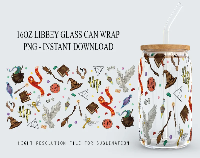 Insulated Drinkware Offers Harry Potter Libbey Glass PNG, 16oz Can Glass PNG, Hogwarts Alumni, Magic Wand Symbol, Wizardy Houses