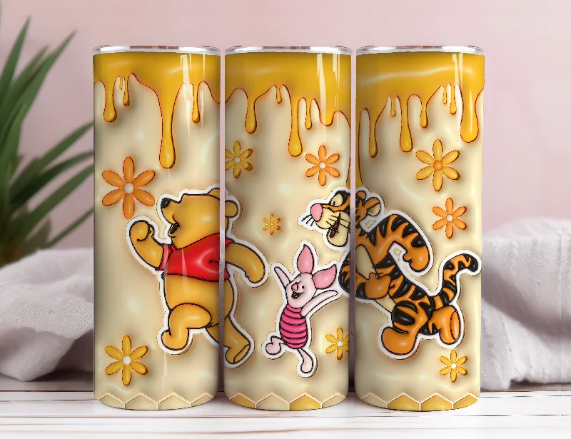 Buy Drinkware Sets 3D Inflated Cartoon Tumbler Wrap, Pooh Tumbler, 3D Winnie Inflated Tumbler Wrap, Puffy Pooh Bear Tumbler, 20oz tumbler PNG Download 9