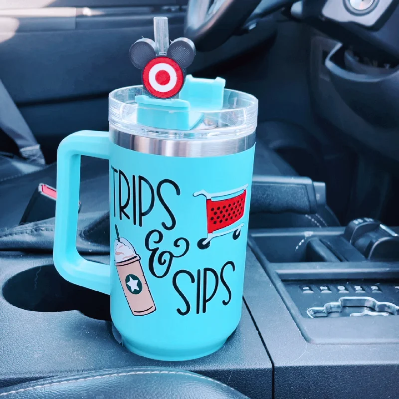 Drinkware Bundle Deal Trips and Sips on 40 oz Quencher Inspired Stainless Steel Tumbler