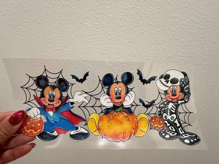 Tumbler Deals Disney Mick E Mouse Halloween UV DTF Wrap Transfer 16oz | No Heat Needed | Waterproof | Permanent Adhesive