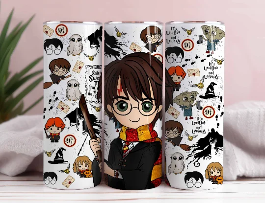 Eco-Friendly Drinkware Promotions Harry Potter 20oz Tumbler PNG, Hogwarts Alumni, Magic Wand Symbol, Wizardy Houses
