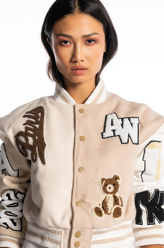 Classic Appeal AZALEA WANG BEIGE RUELA VARSITY JACKET