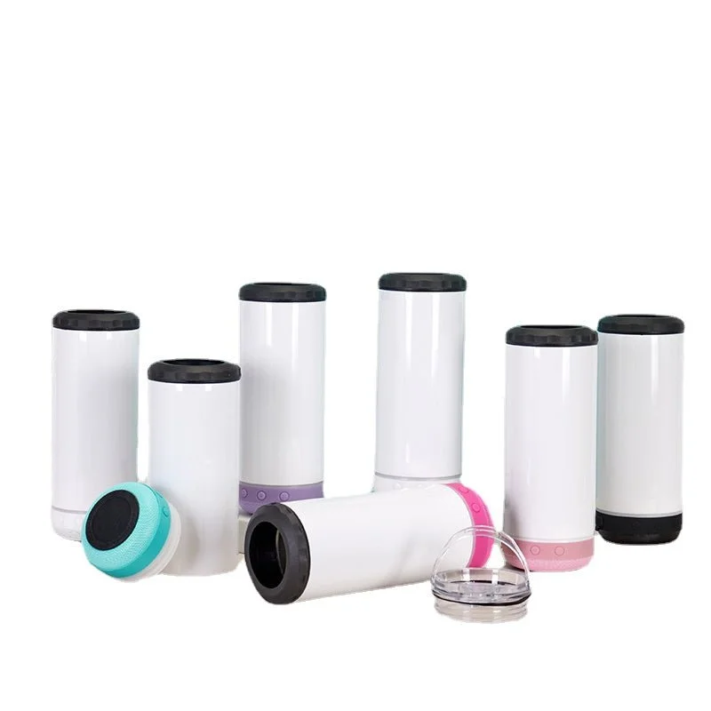 Insulated Drinkware 16oz CASE (25 UNITS) Sublimation Bluetooth Speaker Skinny Slim Can Cooler Tumbler