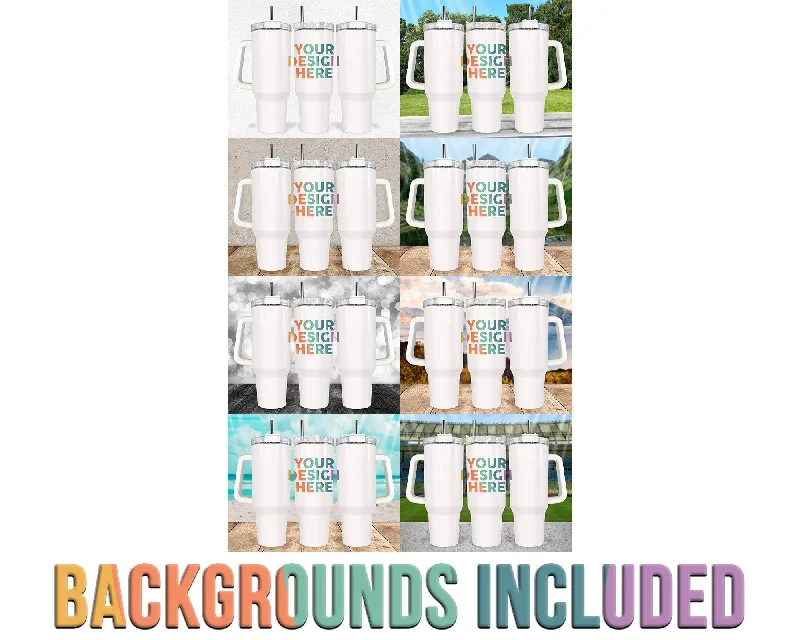Decorative Drinkware Sale 40 oz Tumbler Smart Object Mockup, Photoshop Mock-up, Photopea Mockup, Full View Wrap, Add Your Own Image, Add Own Background
