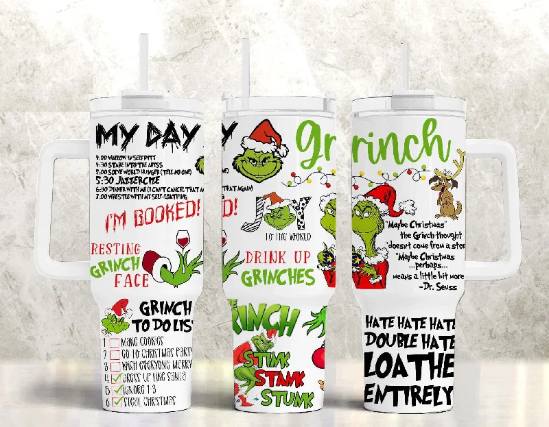 Stainless Steel Cups Christmas Tumbler Sublimation Designs, 40oz Handle Tumbler Wrap, Cartoon Funny Christmas Design, Merry Christmas Png, Christmas Tumbler