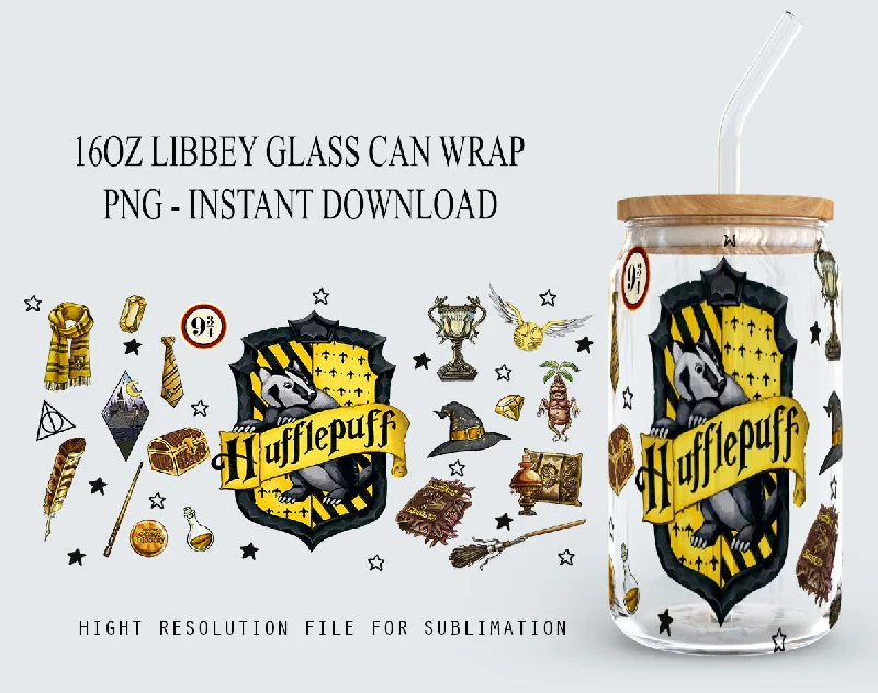 Drinkware Sale Harry Potter Libbey Glass PNG, 16oz Can Glass PNG, Hogwarts Alumni, Magic Wand Symbol, Wizardy Houses