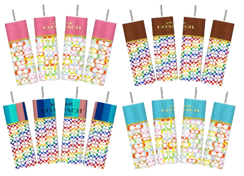 Travel Mugs Sale Coach Bag Collection Tumbler Design, Bag Pattern Sublimation Designs, 20oz Skinny Straight Tumbler Design