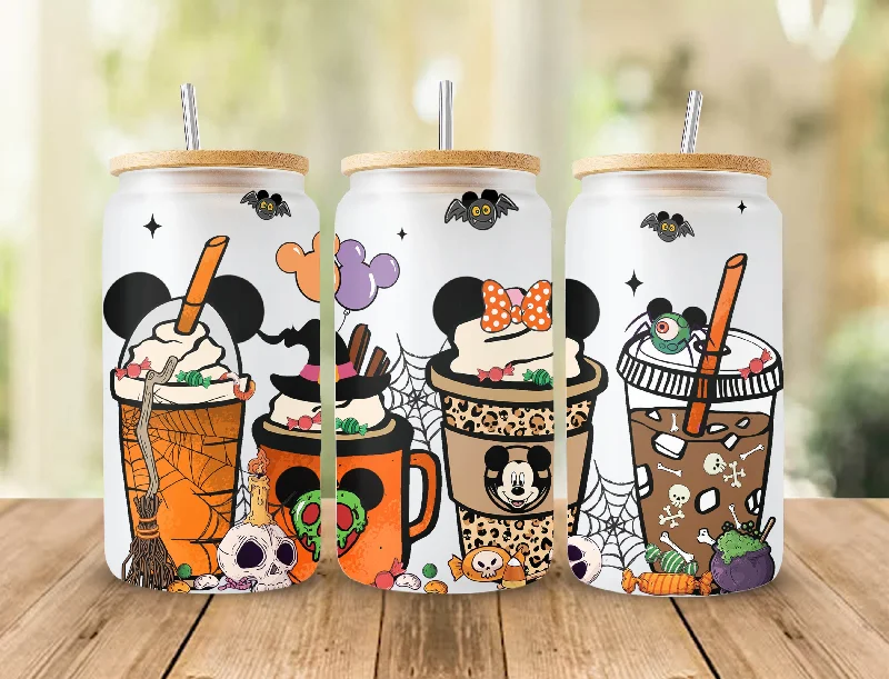 Personalized Drinkware Gifts Cartoon Halloween 16oz libbey can Cartoon PNG, 16oz Glass Can Wrap, 16oz Libbey Can Glass, Catoon kids Tumbler Wrap, Full Glass Can Wrap
