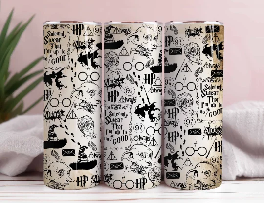 Sustainable Drinkware Discounts Harry Potter 20oz Tumbler PNG, Hogwarts Alumni, Magic Wand Symbol, Wizardy Houses