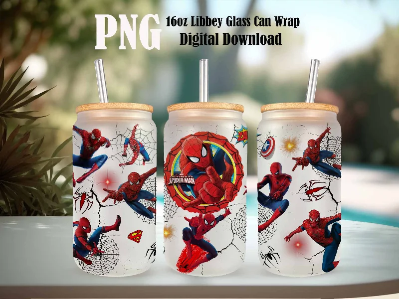 Drinkware Sale Spider Man 16oz Wrap, 16oz Libbey Glass Wrap, Superhero Wrap, Superhero 16oz Libbey Wrap, Full Size Wrap, Sublimation Wrap, Spider PNG