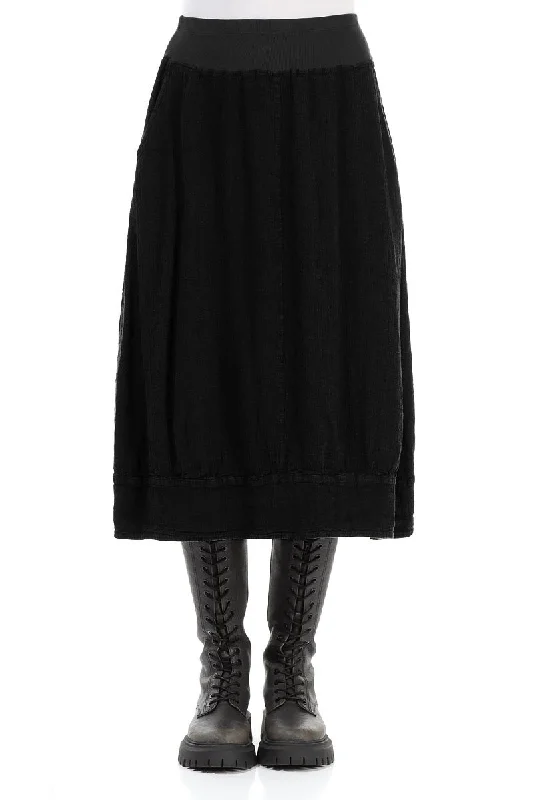 Wardrobe Refresh Midi Black Linen Viscose Skirt