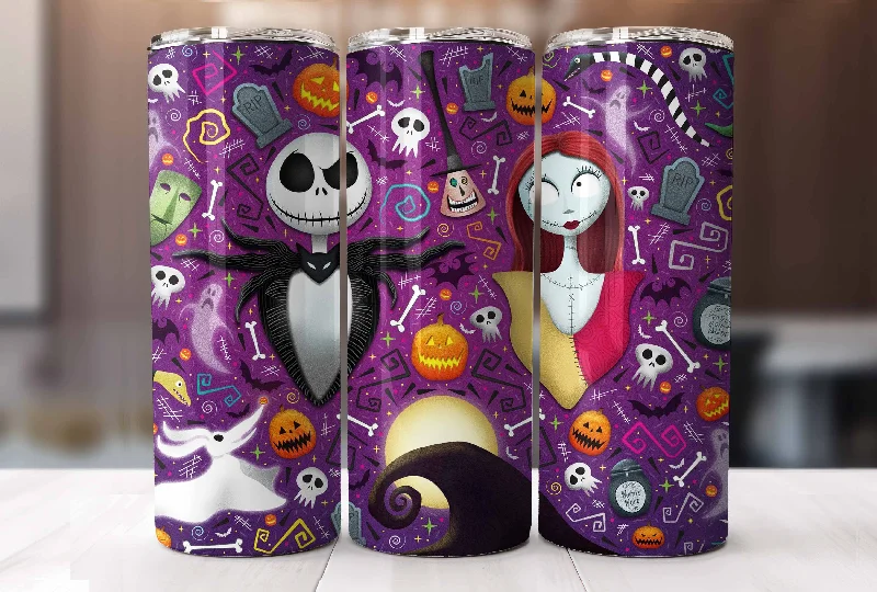 Personalized Drinkware Deals The Nightmare Before Christmas 20oz Tumbler PNG, Horror Halloween Tumbler, Jack And Sally Full Tumbler Wrap, Boo bash, Boogie Oogie