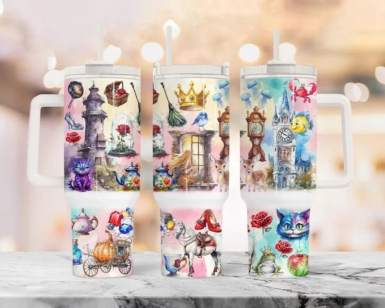 Eco-Friendly Cups Fairytale Tumbler, 40oz Tumbler, Ariel Tumbler, Little Mermaid Skinny Tumbler, Cartoon Movie Tumbler, 40oz Handle Tumbler,Png Download