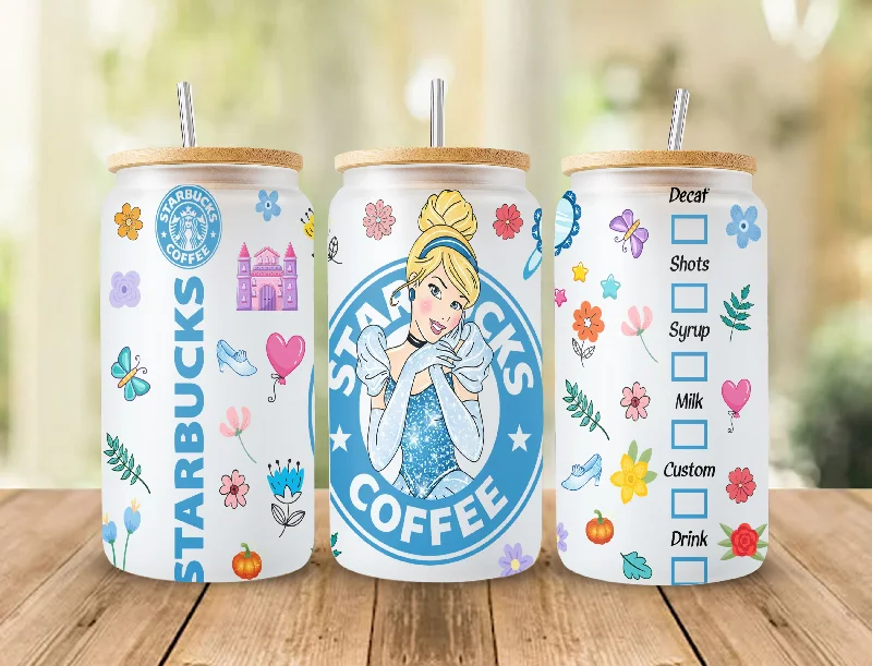 Insulated Drinkware Sale Princess Tumbler, Princess Glass Wrap, 16oz Glass Can Png, Libbey Can Glass 16oz, Princess Starbucks Wrap, Princess Png, Princess Images 4