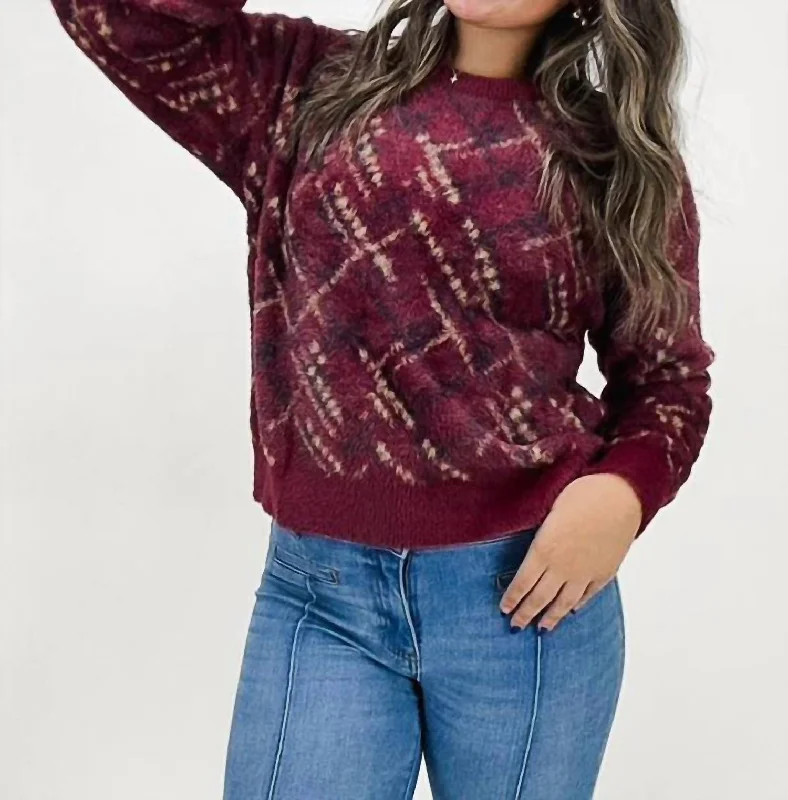 Fashion Forward Charity Sweater In Burgundy