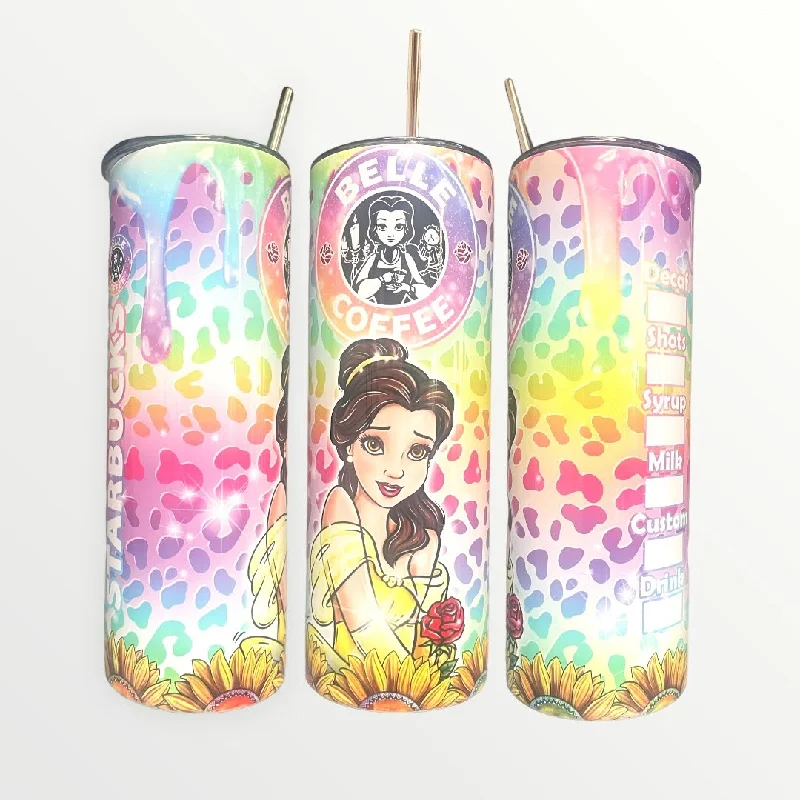 Modern Glassware Sale Disney Princess's 'Belle Coffee' 20/30oz Insulated Skinny Tumbler