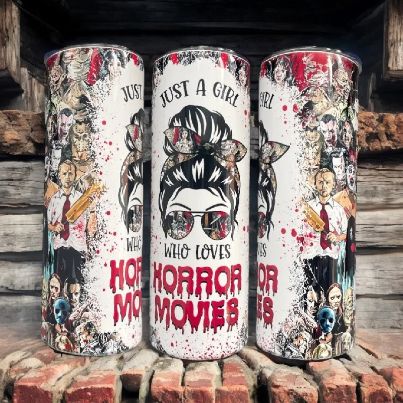 Modern Glass Drinkware Moms Life Just a Girl Who Loves Horror Movies insulated 20/30oz Tumbler
