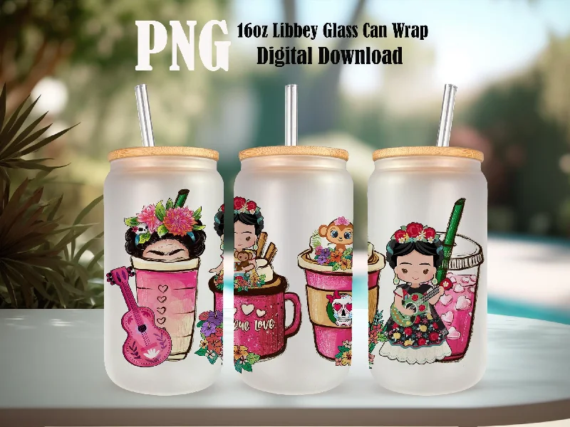Insulated Mugs Discount Mexican girl with coffee and concha pan 20oz skinny tumbler png, floral tumbler png, Mexican png, sublimate designs download