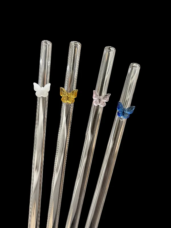Drinkware Collection Promotion Butterfly GLASS 4-pack SET Straws (40oz Tumbler)