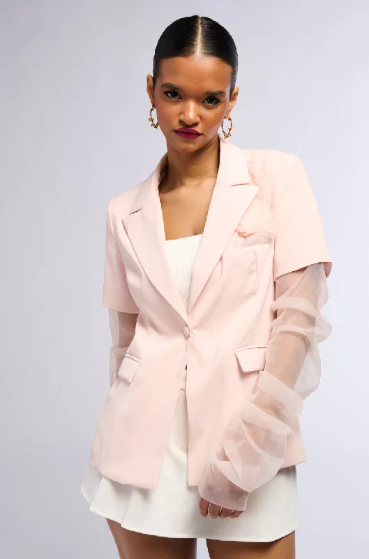 Premium Fashion MESH SLEEVE AND SHORT SLEEVE DRESSY BLAZER