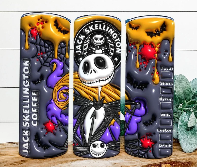 Drinkware Offers Inflated Horror Character Tumbler Design Png, 3D Spooky Vibes Tumbler Wrap, 20oz Sublimation, 3D Nightmare Scary Tumbler Wrap, Boo Bash